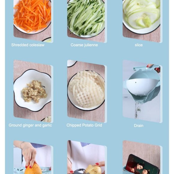 Multifunctional Chopper & 9 in 1 Slicer Vegetable Slicer Drain basket Vegetable - Picture 8 of 10
